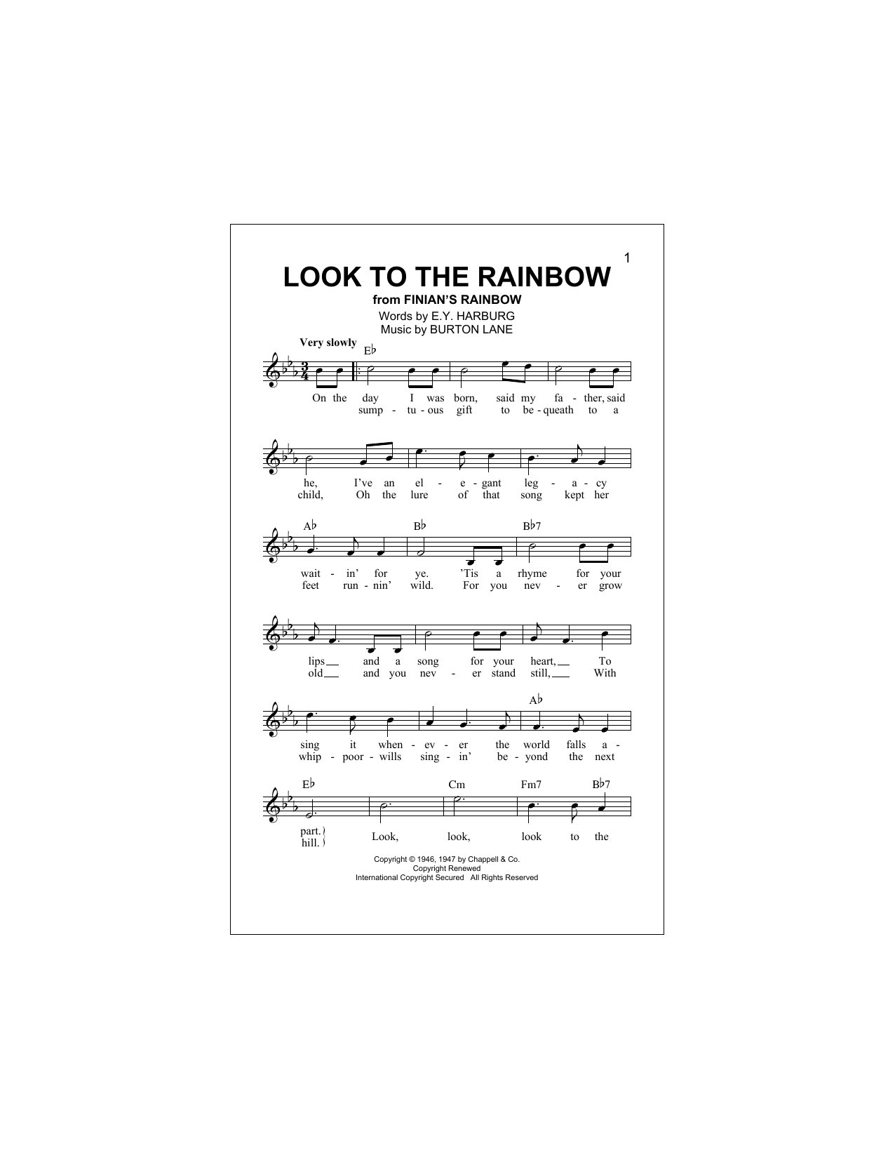 Look To The Rainbow (Lead Sheet / Fake Book) von E.Y. Harburg