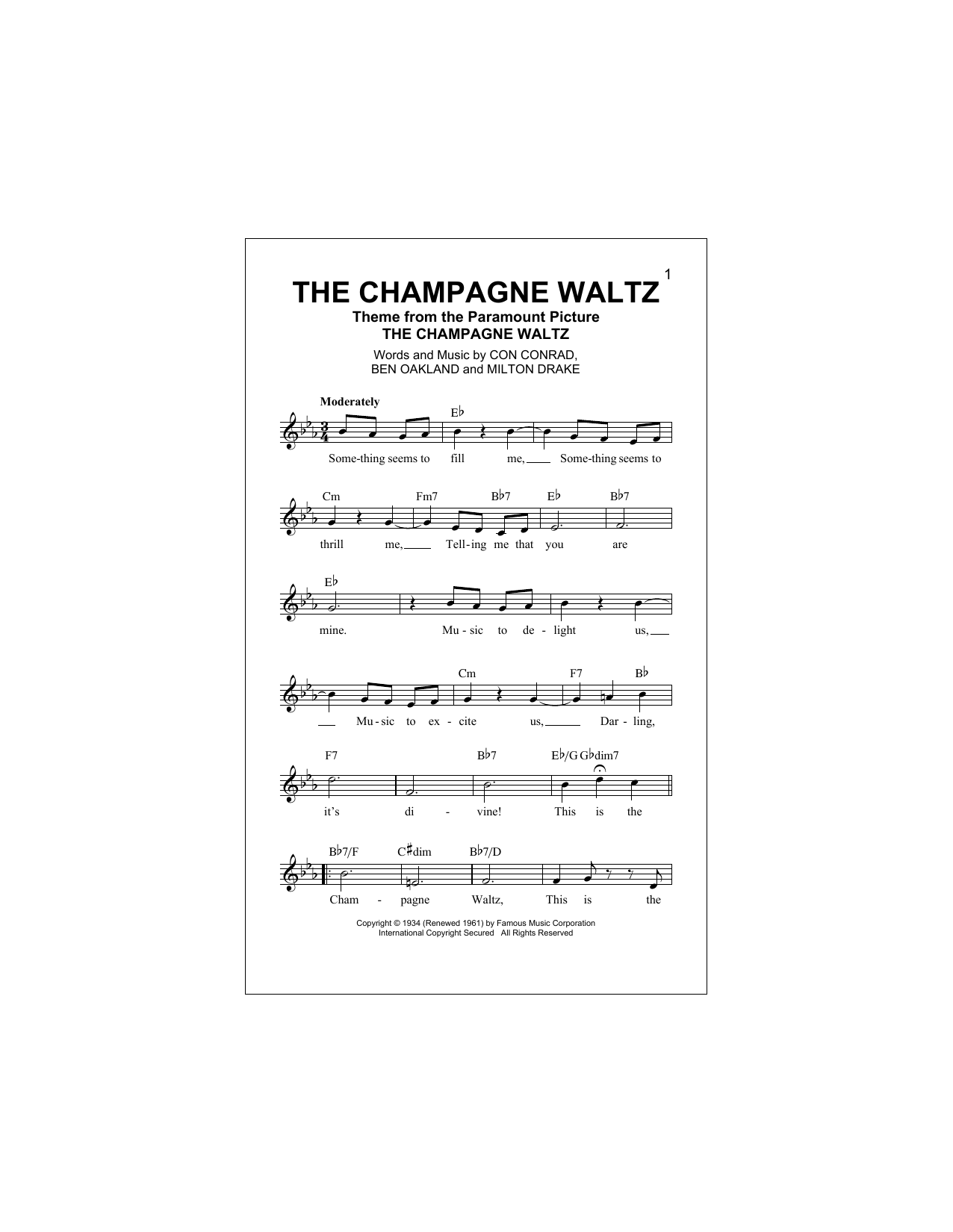 The Champagne Waltz (Lead Sheet / Fake Book) von Ben Oakland