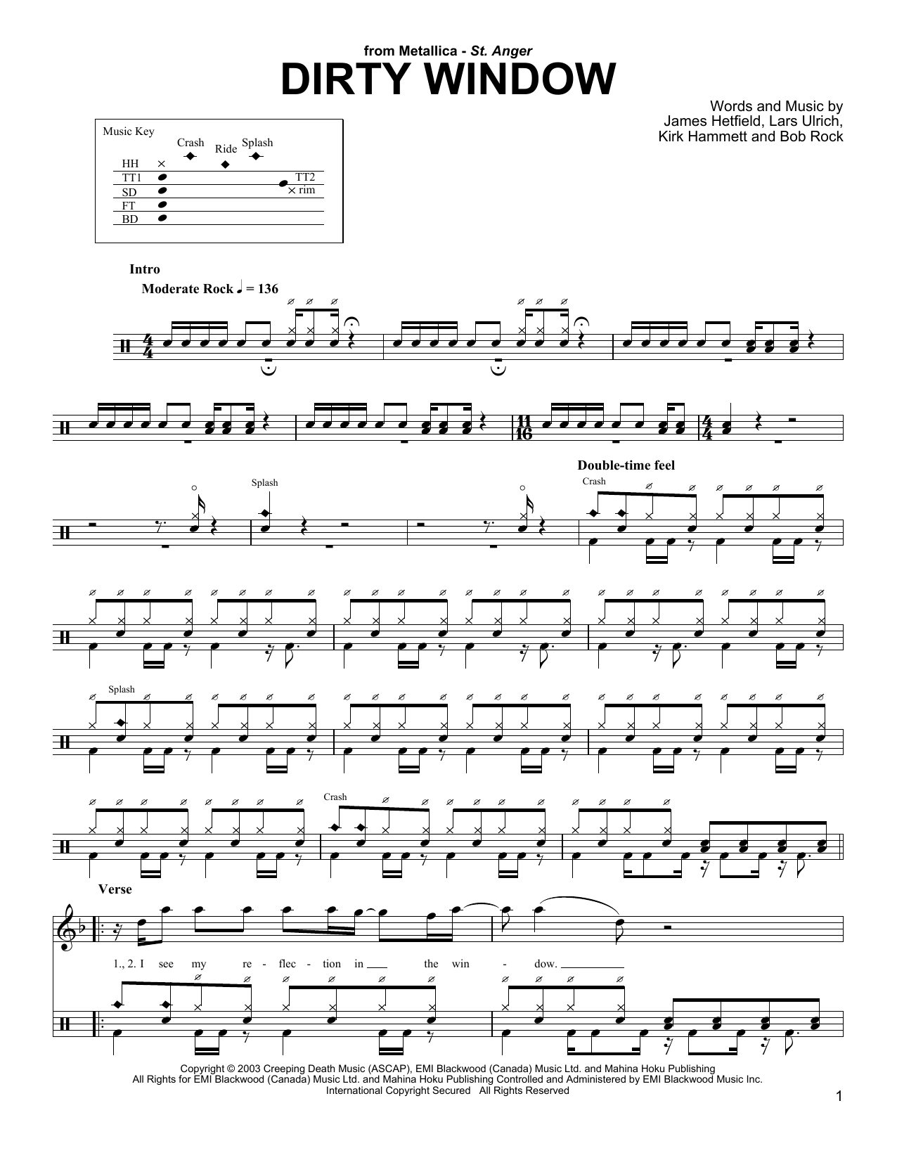 Dirty Window (Drums Transcription) von Metallica