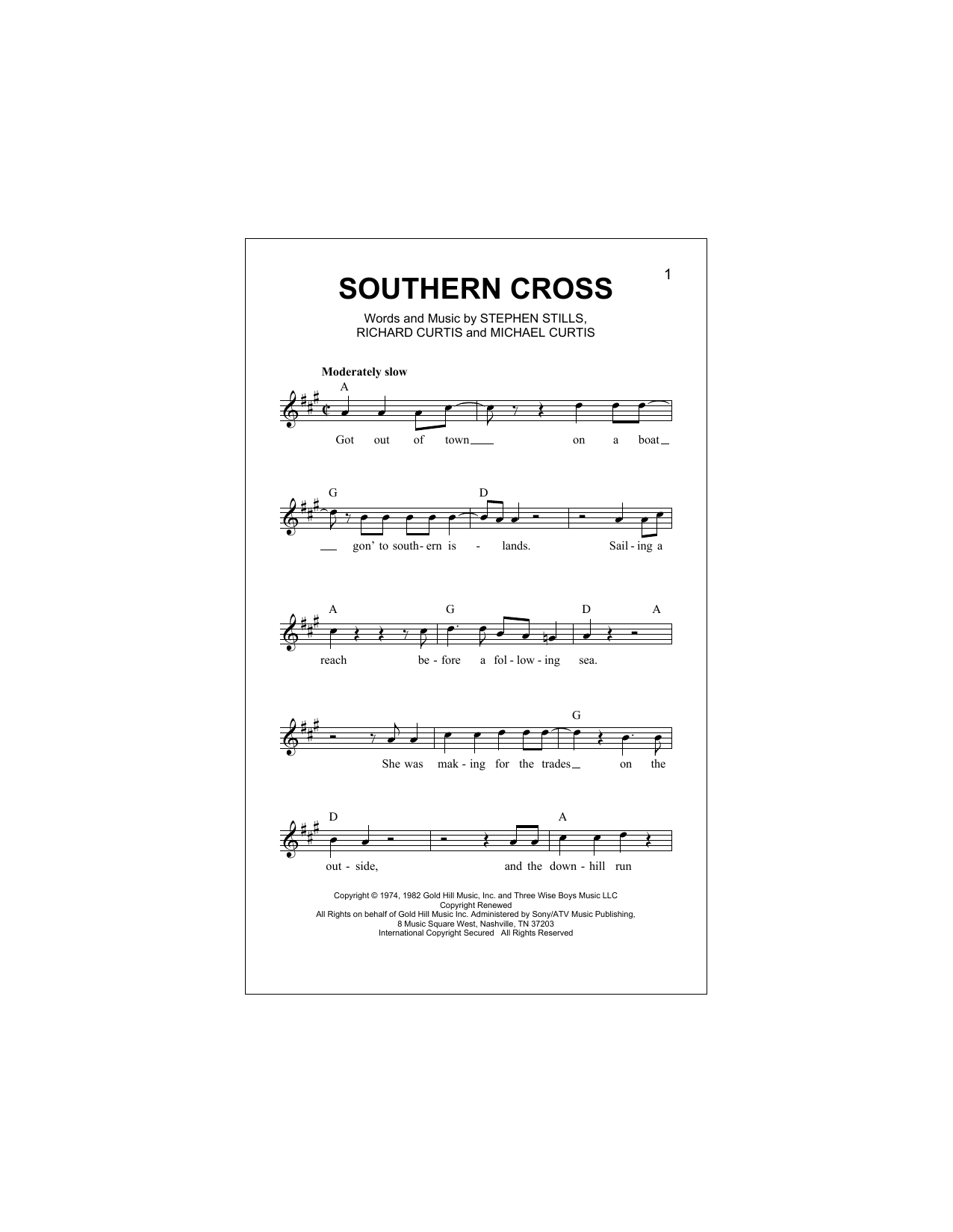 Southern Cross (Lead Sheet / Fake Book) von Crosby, Stills & Nash