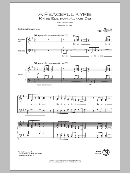 A Peaceful Kyrie (SAB Choir) von John Purifoy