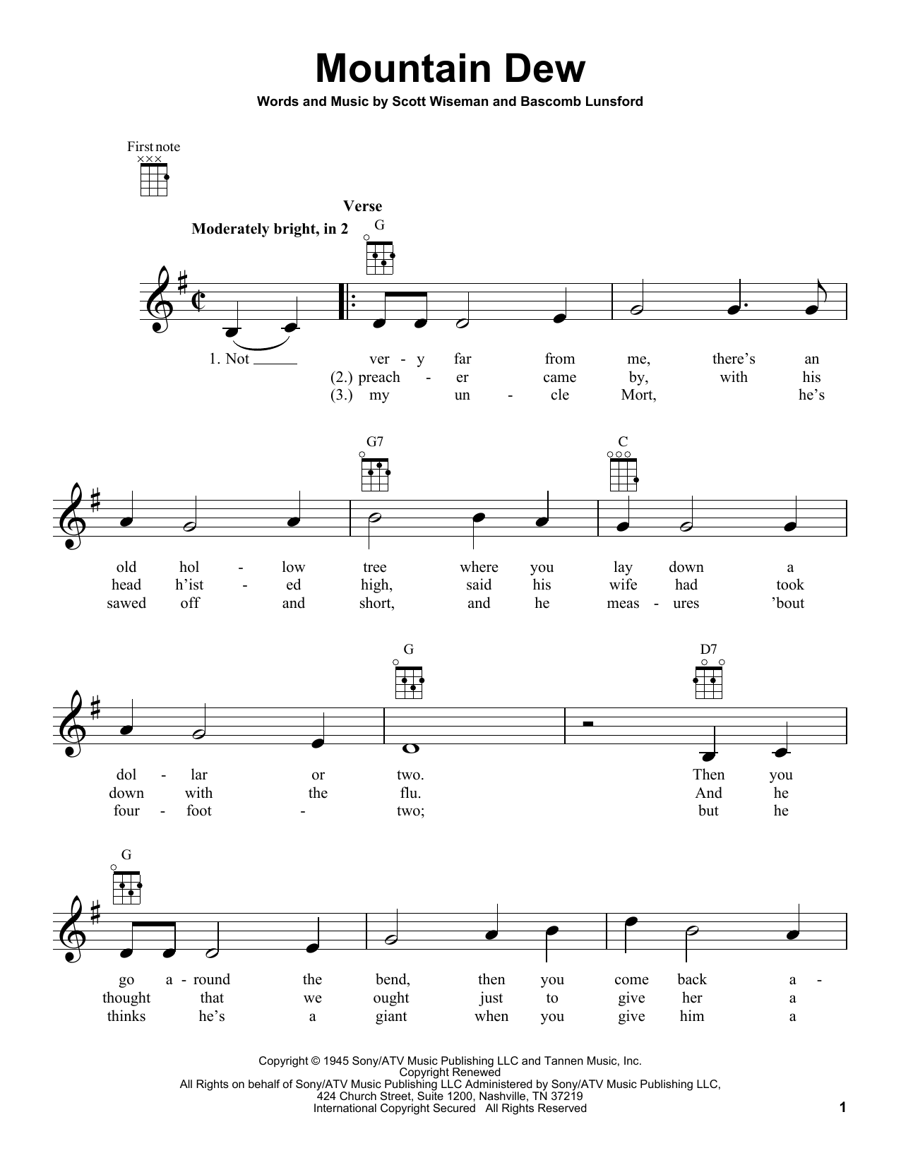 Mountain Dew (Ukulele) von Bascomb Lunsford