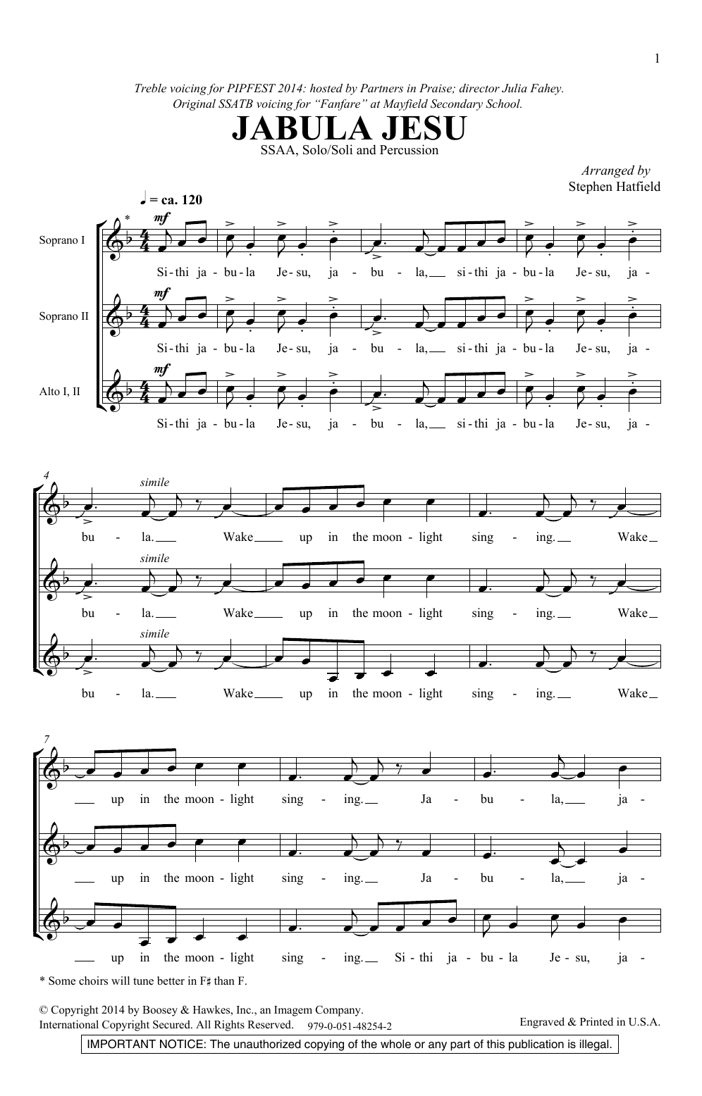 Jabula Jesu (SSA Choir) von Stephen Hatfield