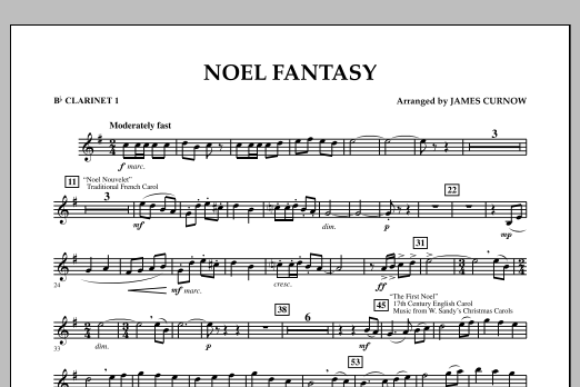 Noel Fantasy - Bb Clarinet 1 (Concert Band) von James Curnow
