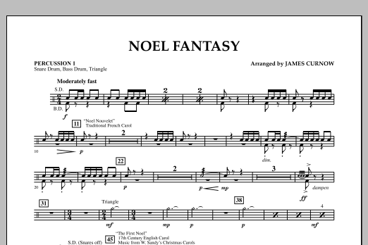 Noel Fantasy - Percussion 1 (Concert Band) von James Curnow