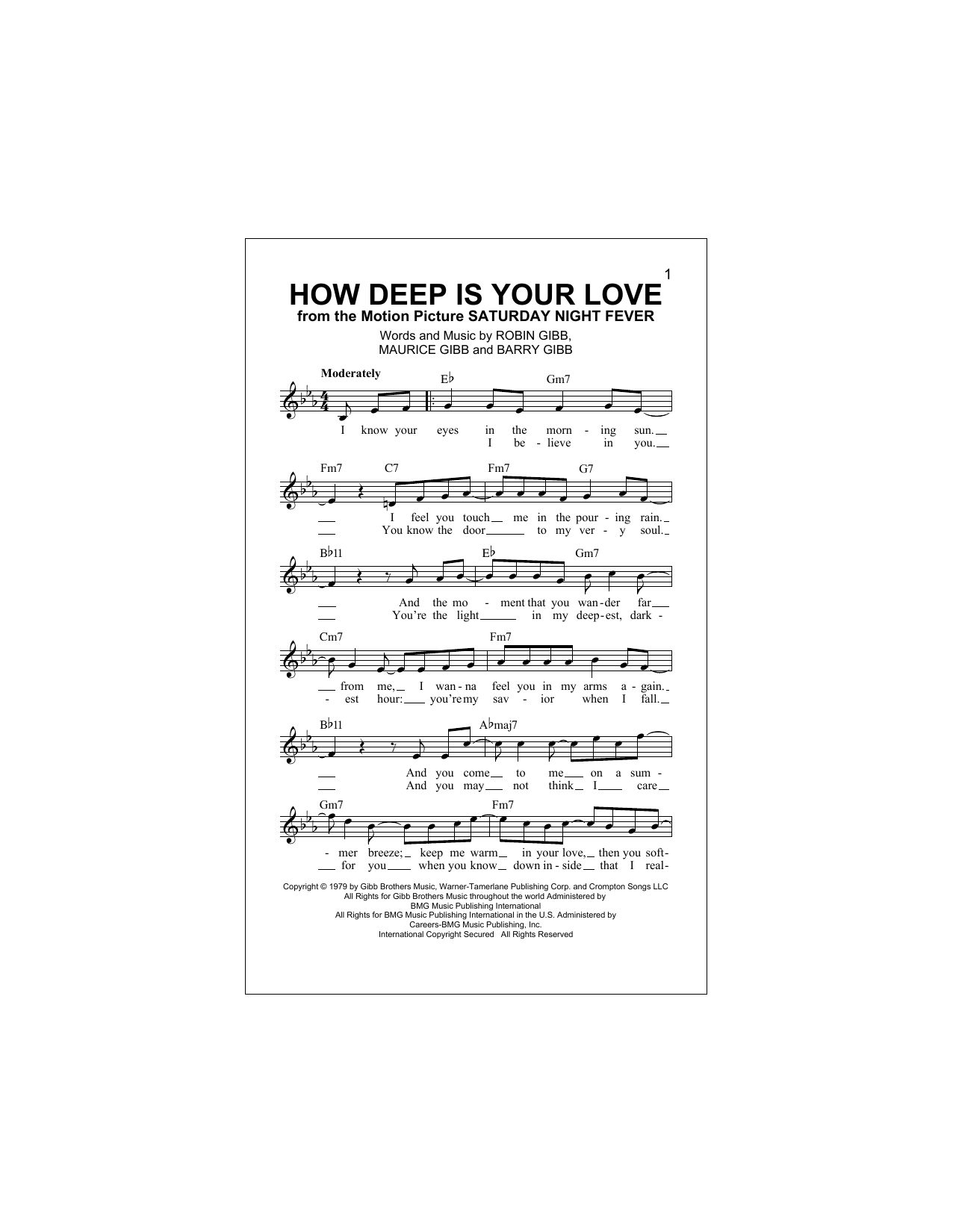 How Deep Is Your Love (Lead Sheet / Fake Book) von The Bee Gees