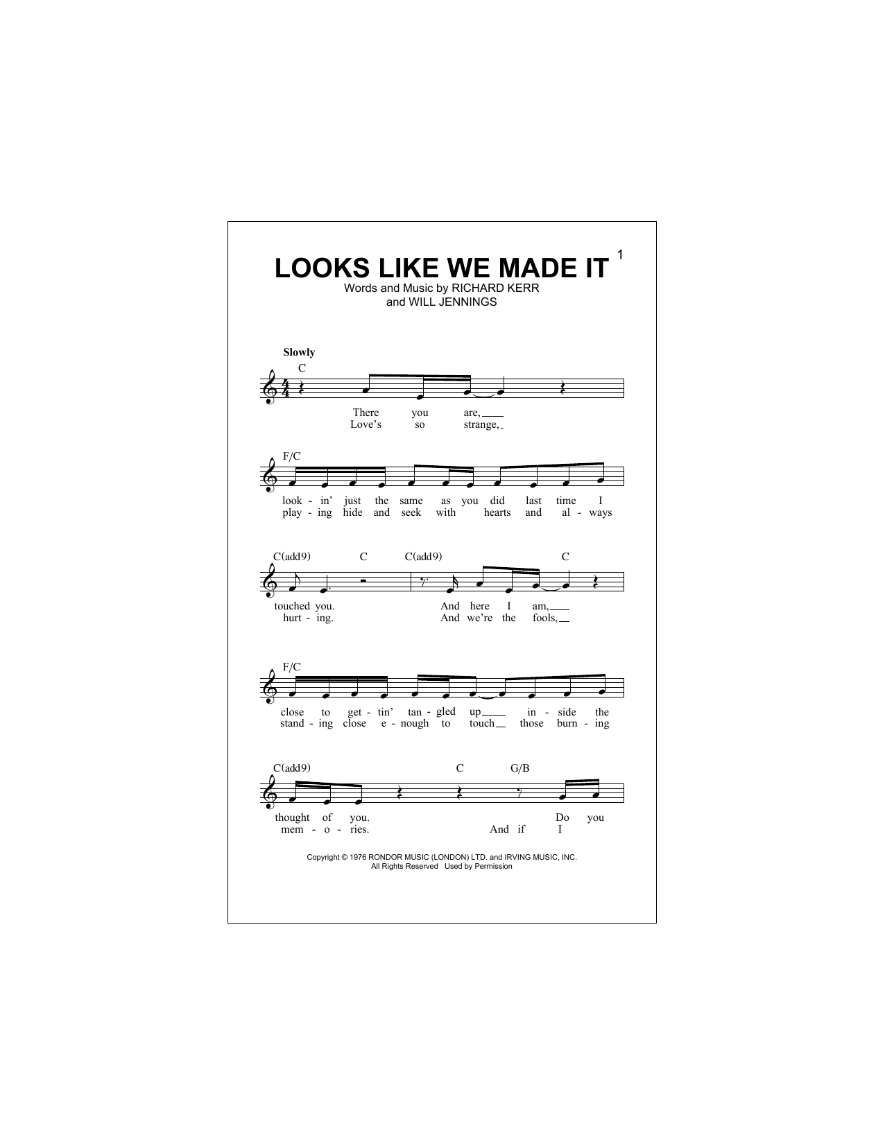 Looks Like We Made It (Lead Sheet / Fake Book) von Barry Manilow