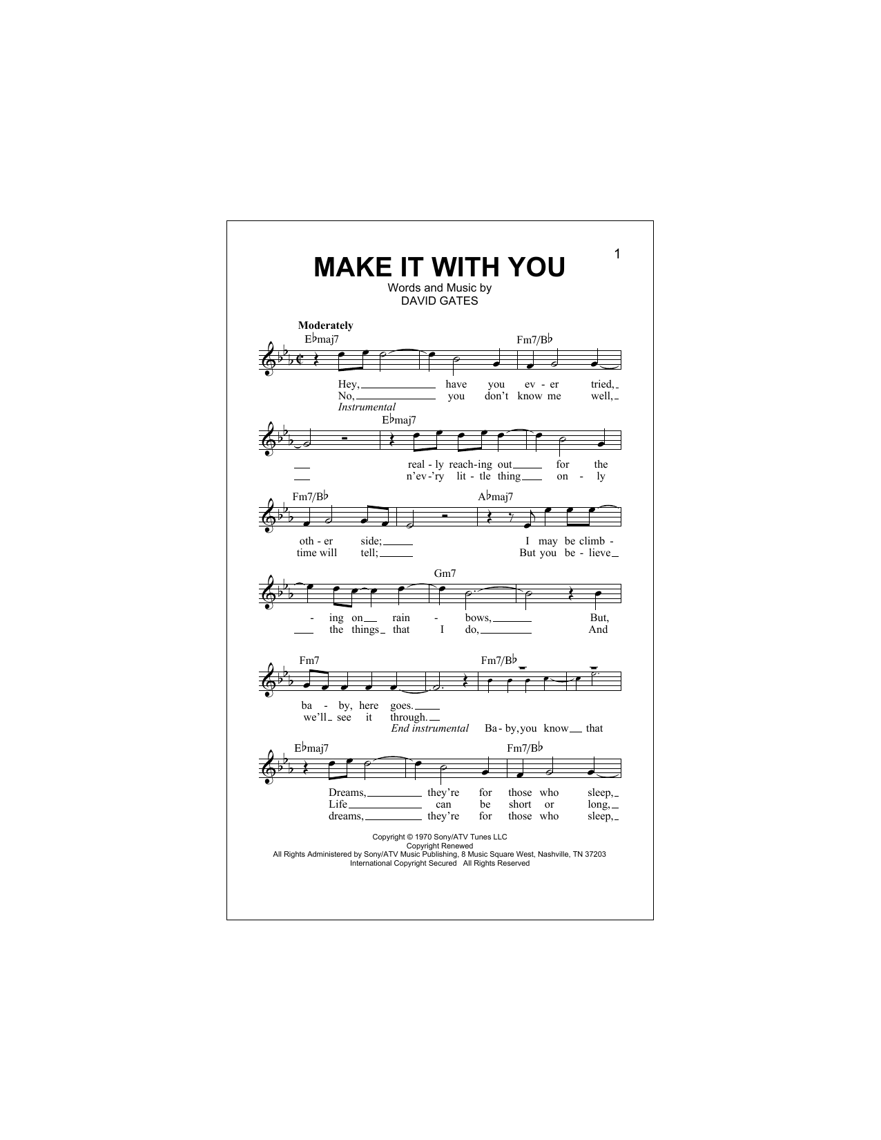 Make It With You (Lead Sheet / Fake Book) von Bread