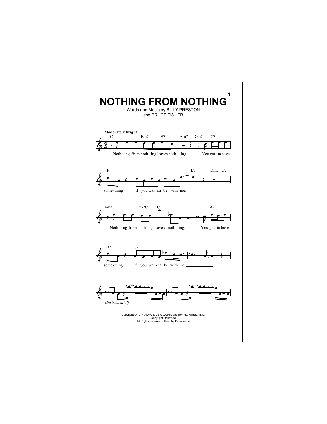 Nothing From Nothing (Lead Sheet / Fake Book) von Billy Preston