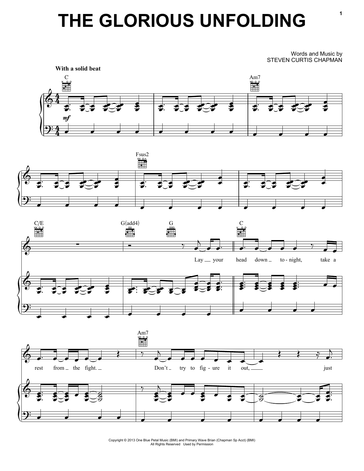 The Glorious Unfolding (Piano, Vocal & Guitar Chords (Right-Hand Melody)) von Steven Curtis Chapman