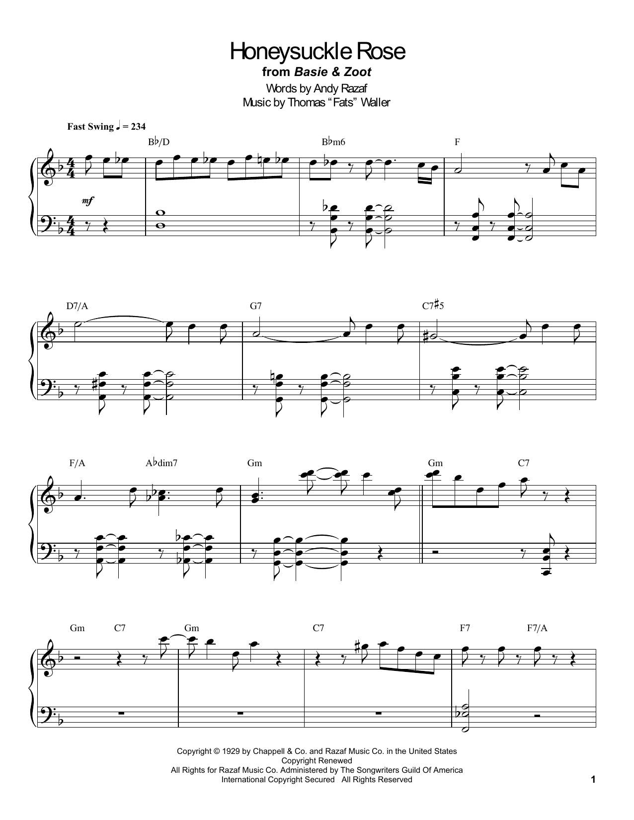 Honeysuckle Rose (Piano Transcription) von Count Basie