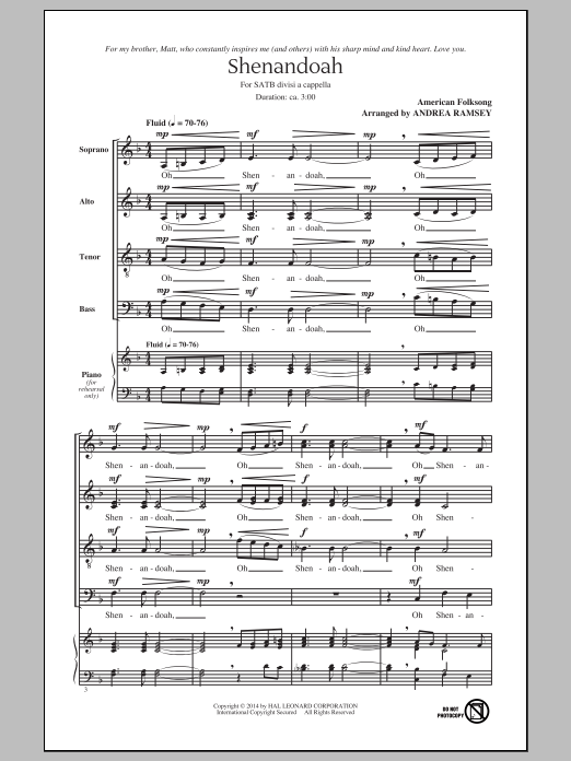 Shenandoah (SATB Choir) von Andrea Ramsey