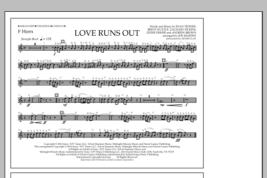 Love Runs Out - F Horn (Marching Band) von Jay Dawson