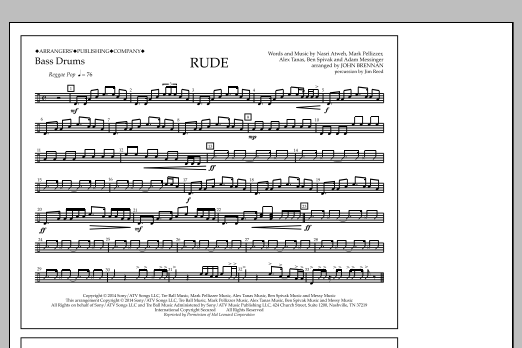 Rude - Bass Drums (Marching Band) von John Brennan