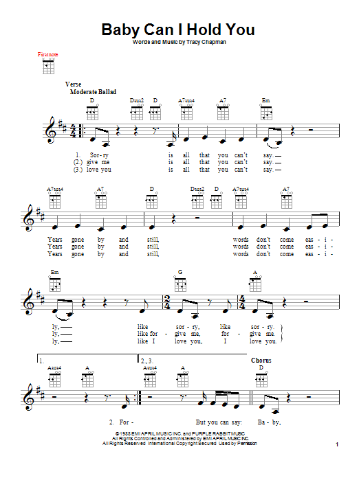 Baby Can I Hold You (Ukulele) von Tracy Chapman