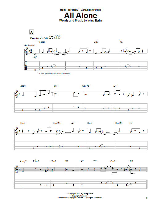 All Alone (Guitar Tab) von Tal Farlow