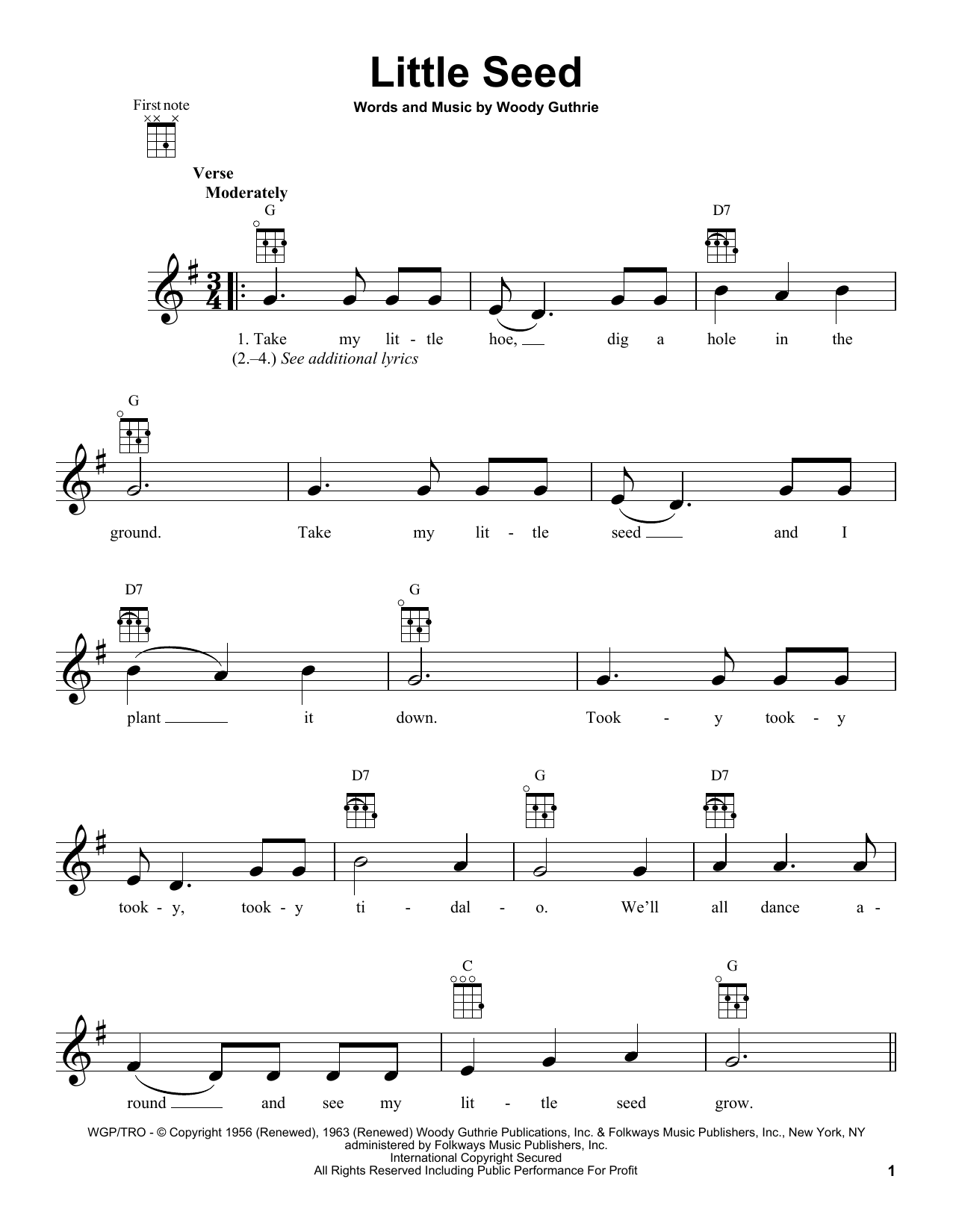 Little Seed (Ukulele) von Woody Guthrie