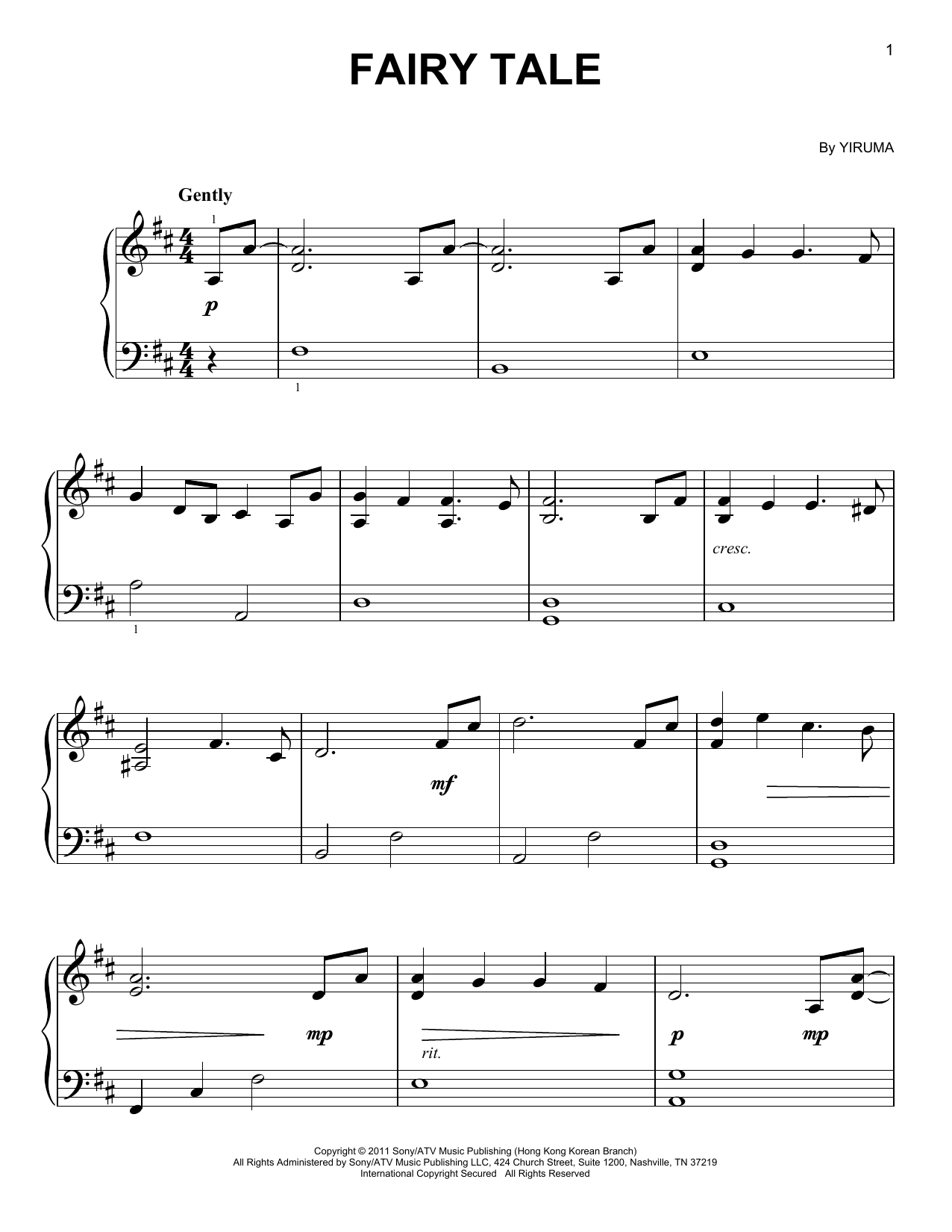 Fairy Tale (Easy Piano) von Yiruma