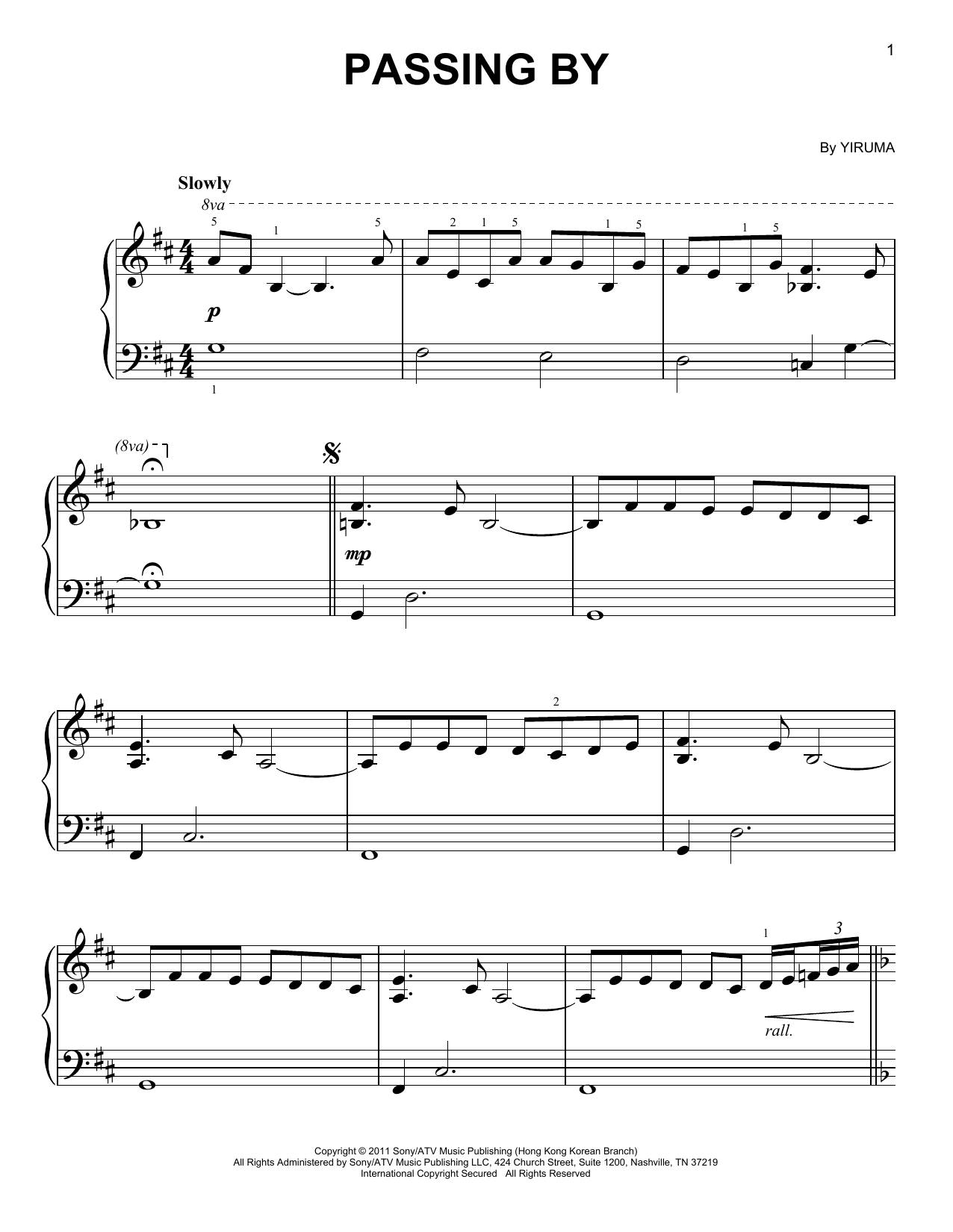 Passing By (Easy Piano) von Yiruma