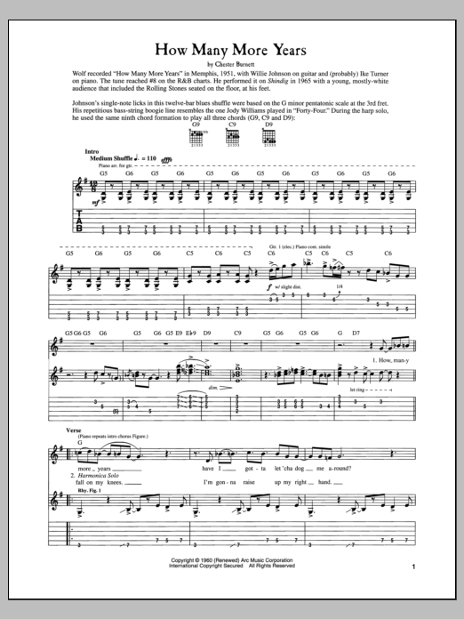 How Many More Years (Guitar Tab) von Howlin' Wolf