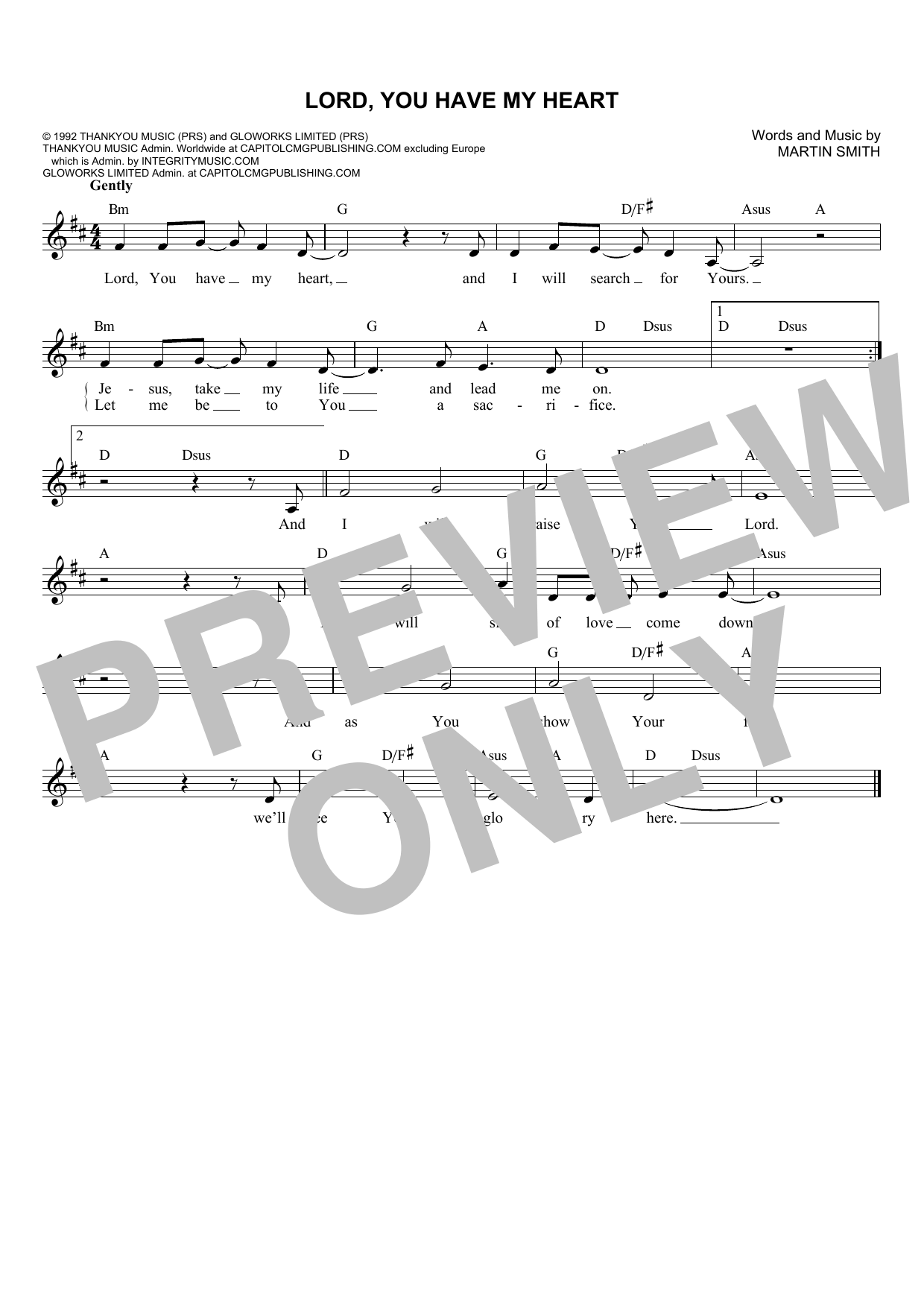 Lord, You Have My Heart (Lead Sheet / Fake Book) von Martin Smith