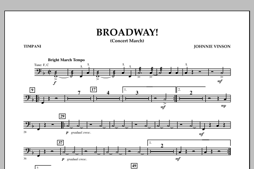 Broadway! - Timpani (Concert Band) von Johnnie Vinson