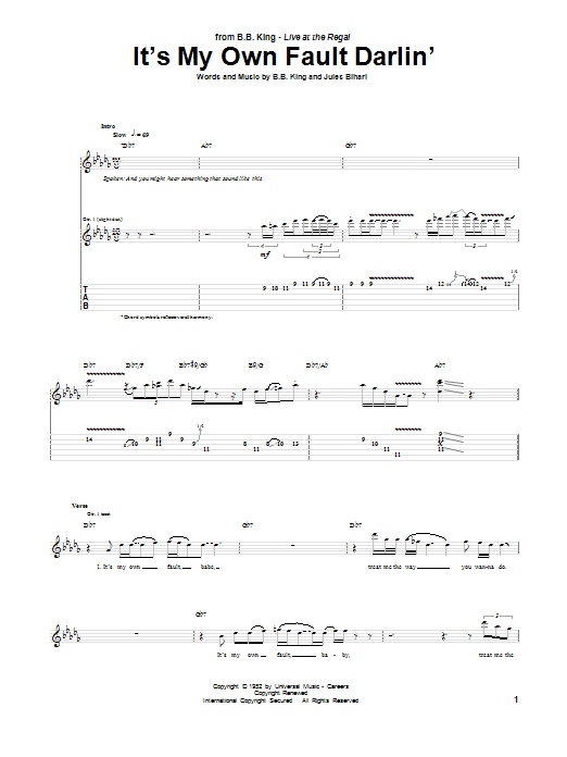 It's My Own Fault Darlin' (Guitar Tab) von B.B. King