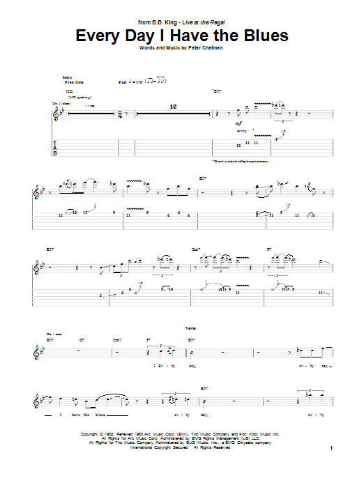 Every Day I Have The Blues (Guitar Tab) von B.B. King