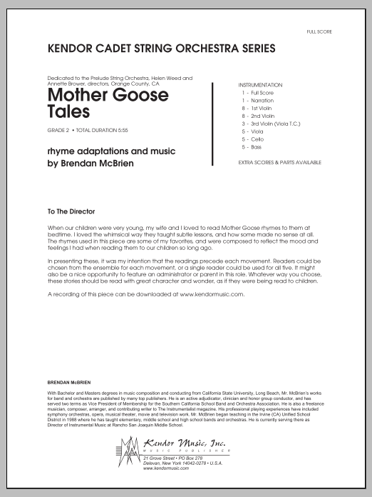 Mother Goose Tales - Conductor Score (Full Score) (Orchestra) von Brendan McBrien