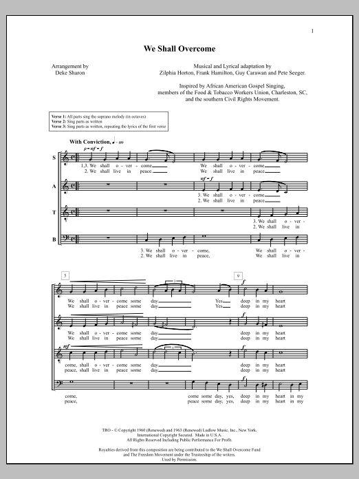 We Shall Overcome (SATB Choir) von Deke Sharon