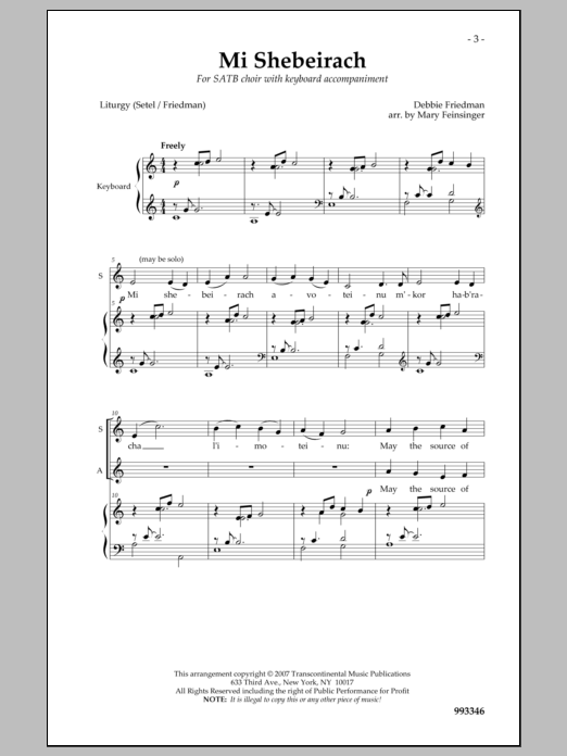 Mi Shebeirach (SATB Choir) von Debbie Friedman