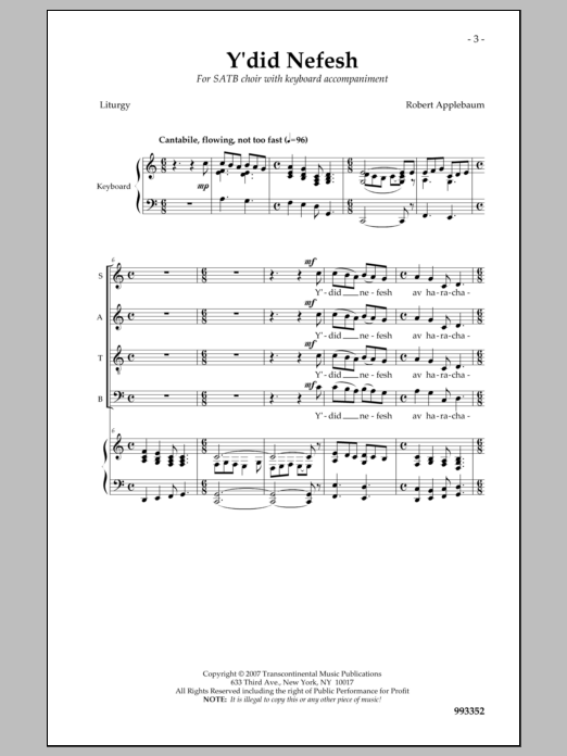 Y'did Nefesh (SATB Choir) von Robert Applebaum