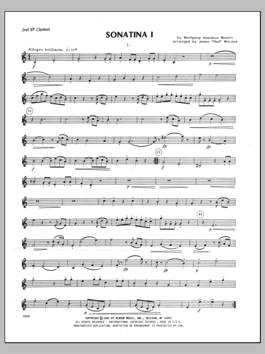 Sonatina I - 2nd Bb Clarinet (Woodwind Ensemble) von James Mcleod