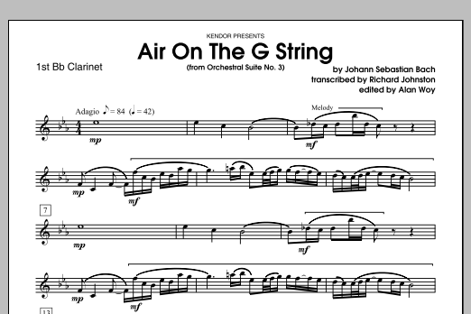 Air On The G String (from Orchestral Suite No. 3) - 1st Bb Clarinet (Woodwind Ensemble) von Richard Johnston