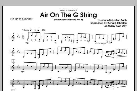 Air On The G String (from Orchestral Suite No. 3) - Bb Bass Clarinet (Woodwind Ensemble) von Richard Johnston