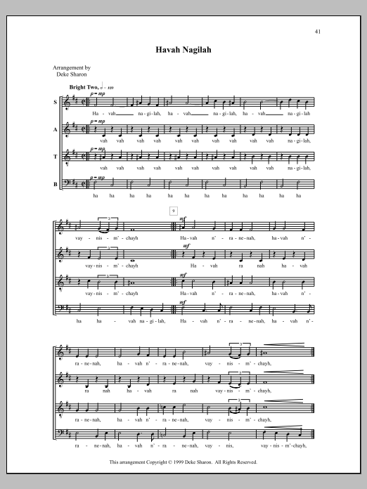 Havah Nagila (SATB Choir) von Deke Sharon