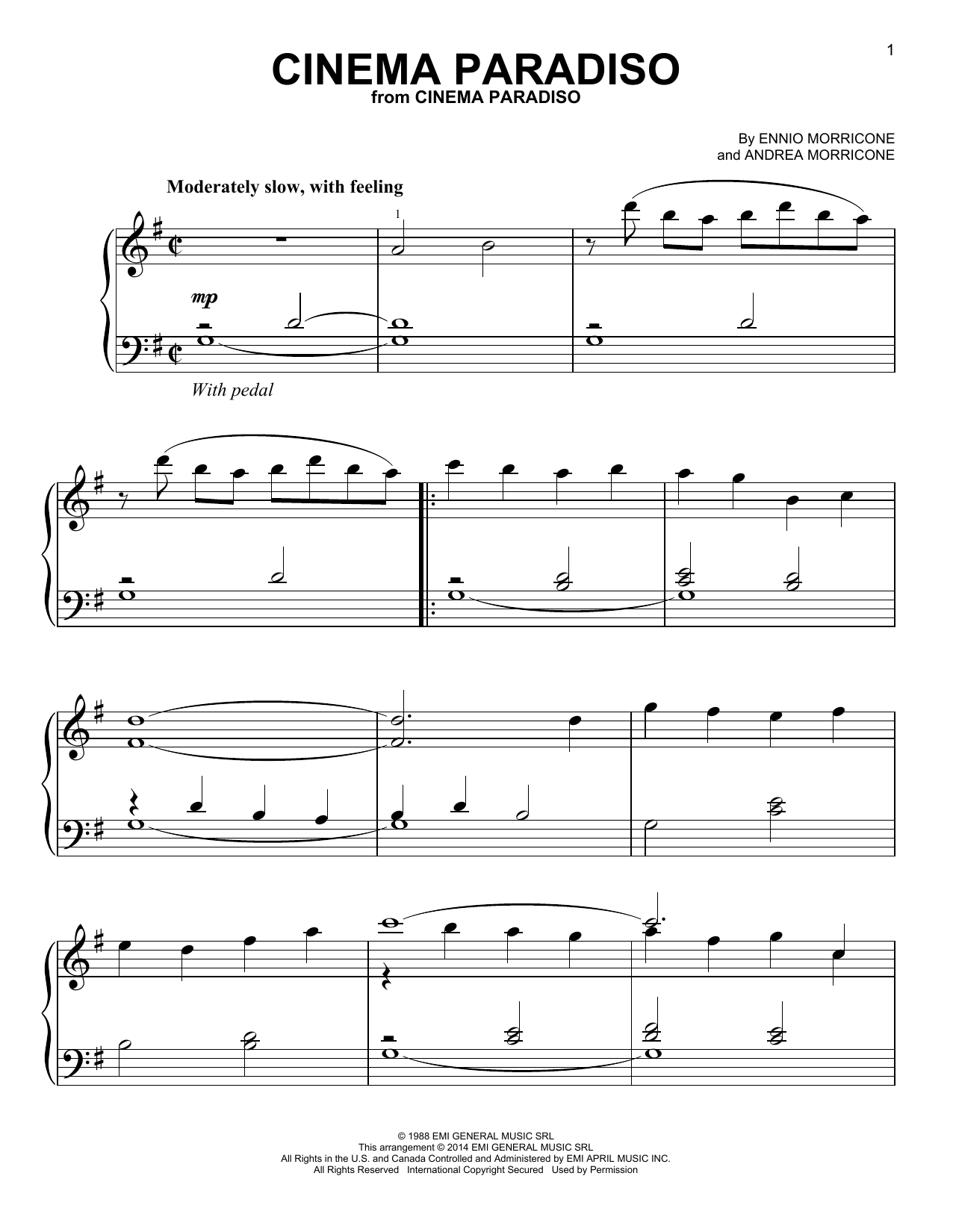 Cinema Paradiso (Easy Piano Solo) von Ennio Morricone