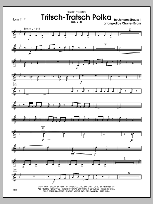 Tritsch-Tratsch Polka (Op. 214) - Horn in F (Brass Ensemble) von Charles Evans