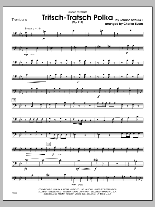 Tritsch-Tratsch Polka (Op. 214) - Trombone (Brass Ensemble) von Charles Evans