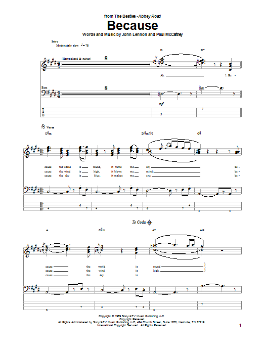 Because (Bass Guitar Tab) von The Beatles