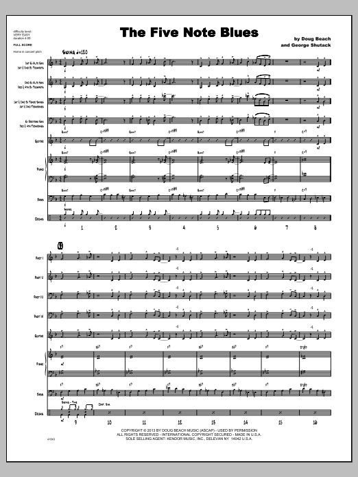 The Five Note Blues - Conductor Score (Full Score) (Jazz Ensemble) von Doug Beach & George Shutack