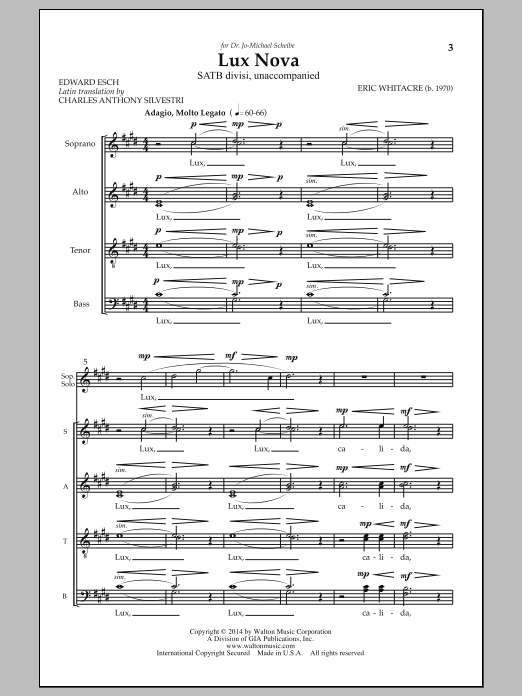 Lux Nova (SATB Choir) von Eric Whitacre