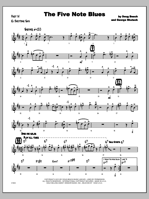 The Five Note Blues - Eb Baritone Sax (Jazz Ensemble) von Doug Beach & George Shutack