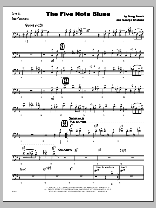 The Five Note Blues - 2nd Trombone (Jazz Ensemble) von Doug Beach & George Shutack