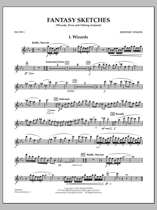 Fantasy Sketches - Flute 1 (Concert Band) von Johnnie Vinson