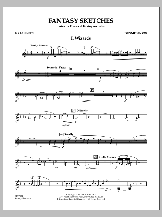 Fantasy Sketches - Bb Clarinet 2 (Concert Band) von Johnnie Vinson