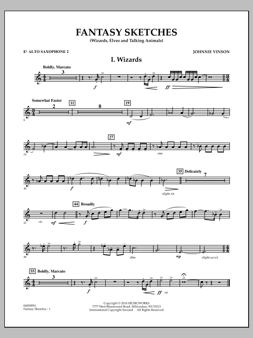 Fantasy Sketches - Eb Alto Saxophone 2 (Concert Band) von Johnnie Vinson