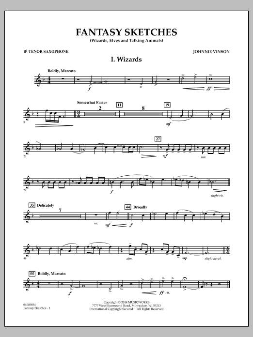 Fantasy Sketches - Bb Tenor Saxophone (Concert Band) von Johnnie Vinson