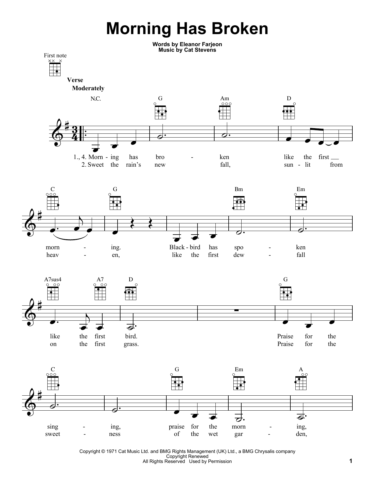 Morning Has Broken (Ukulele) von Cat Stevens