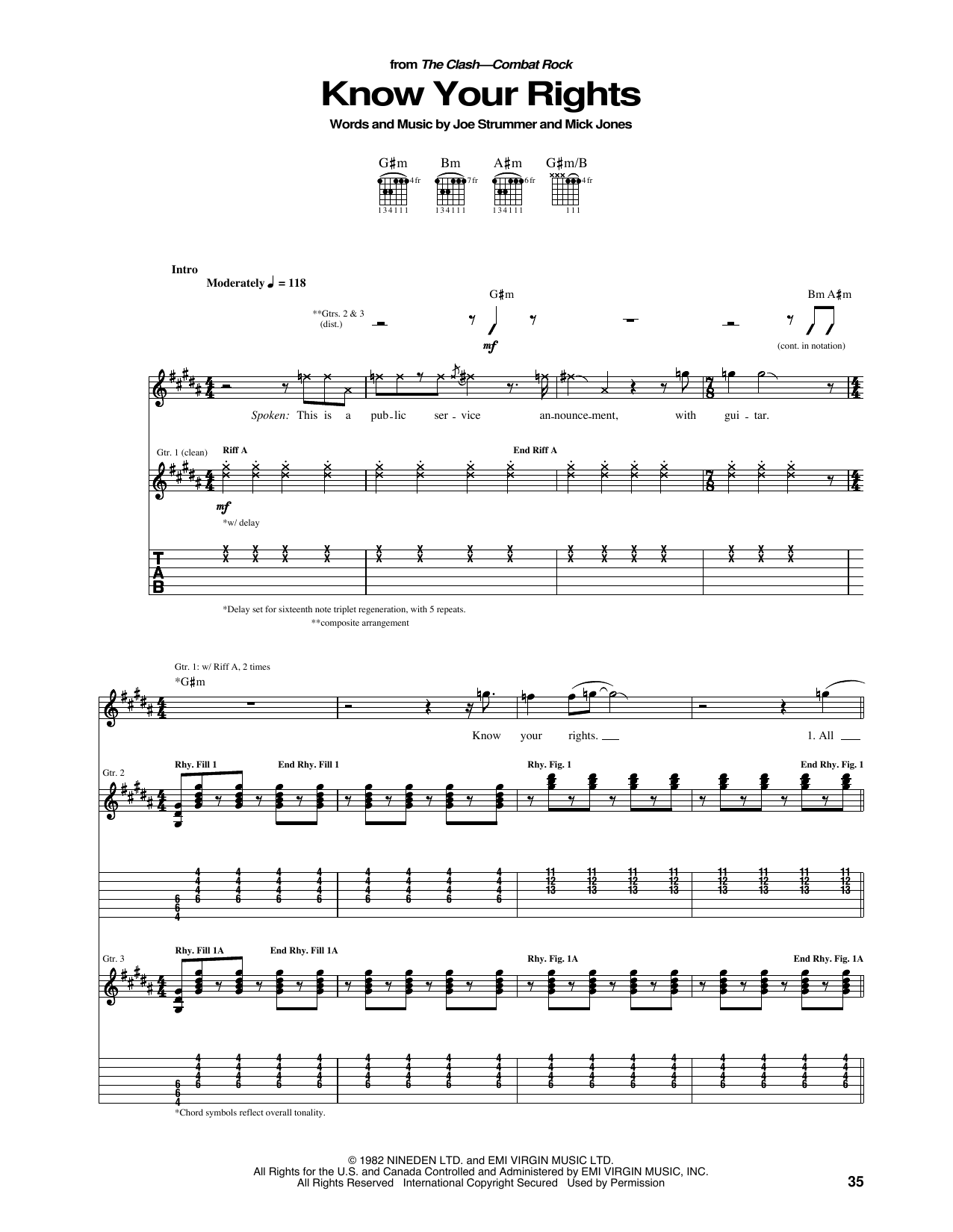 Know Your Rights (Guitar Tab) von The Clash